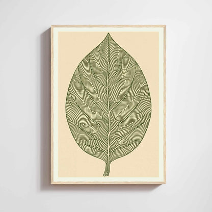 Affiche feuille vert olive — illustration botanique minimaliste