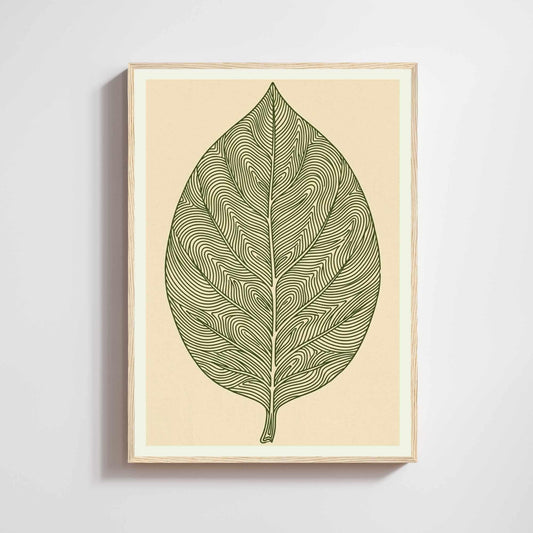 Affiche feuille vert olive — illustration botanique minimaliste