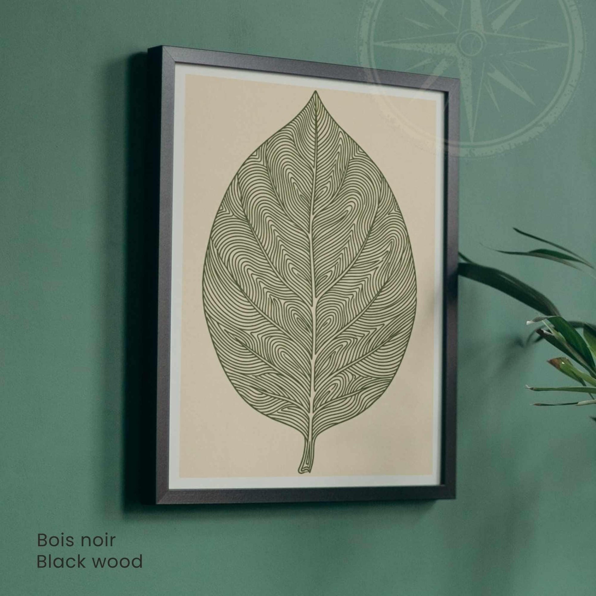 Affiche feuille vert olive — illustration botanique minimaliste