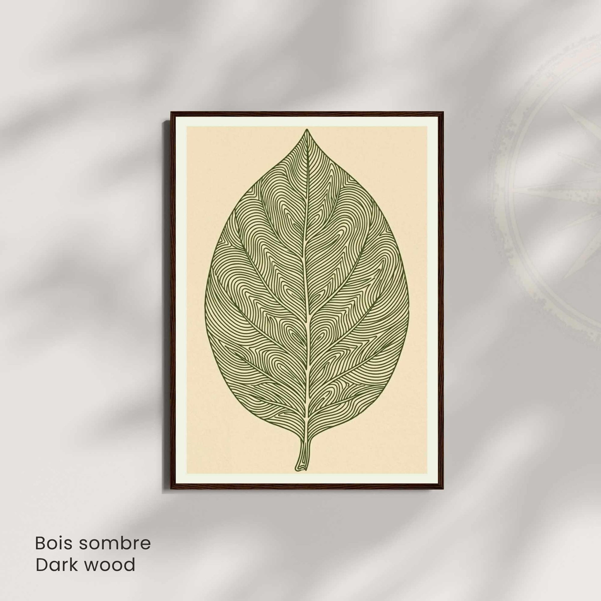 Affiche feuille vert olive — illustration botanique minimaliste