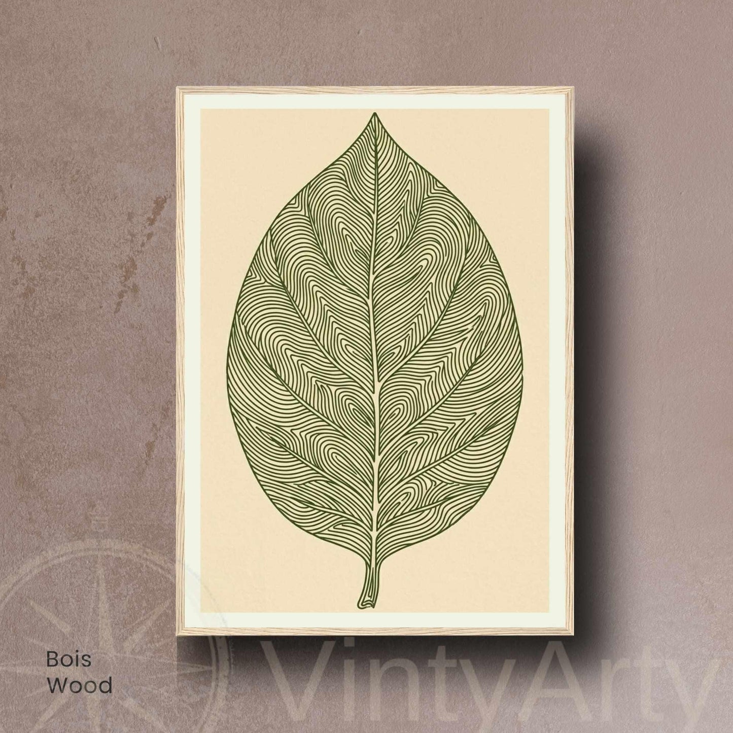 Affiche feuille vert olive — illustration botanique minimaliste
