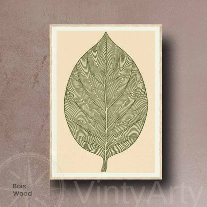 Affiche feuille vert olive — illustration botanique minimaliste