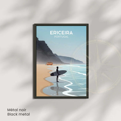 Affiche Ericeira Portugal, poster voyage surf plage minimaliste