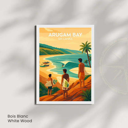 Affiche Arugam Bay Sri Lanka, poster voyage surf tropical coloré
