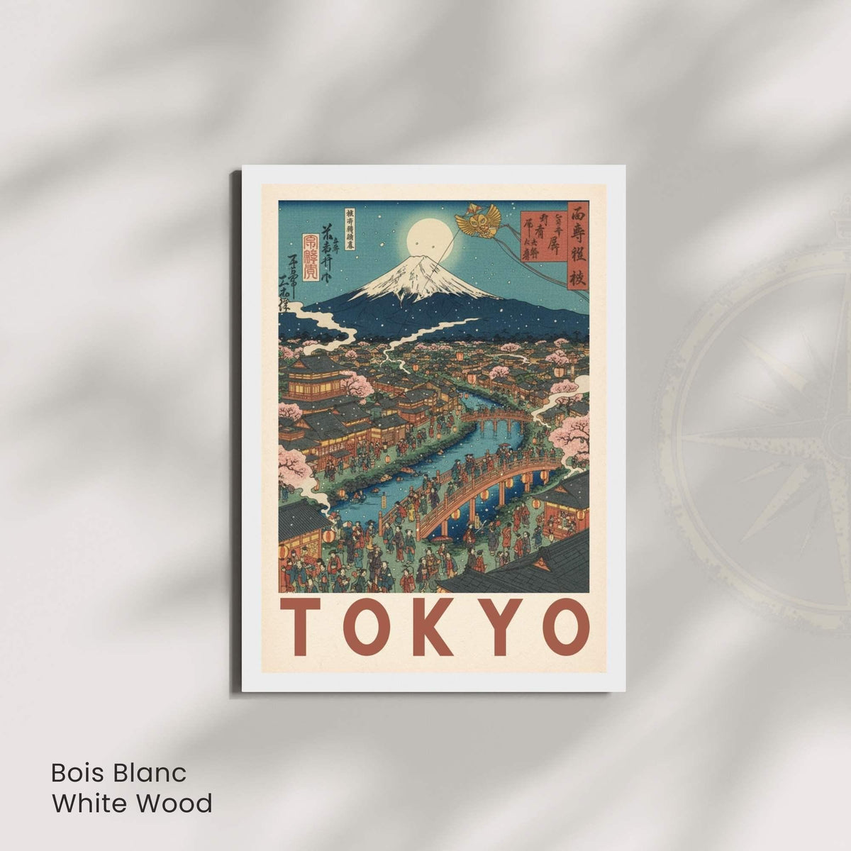 Affiche Tokyo Japon, Mont Fuji et sakura, poster vintage style estampe japonaise