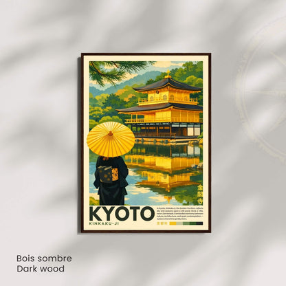Affiche Kyoto Kinkaku-ji, Golden Pavilion Japon, poster vintage temple japonais