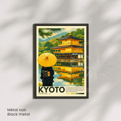 Affiche Kyoto Kinkaku-ji, Golden Pavilion Japon, poster vintage temple japonais