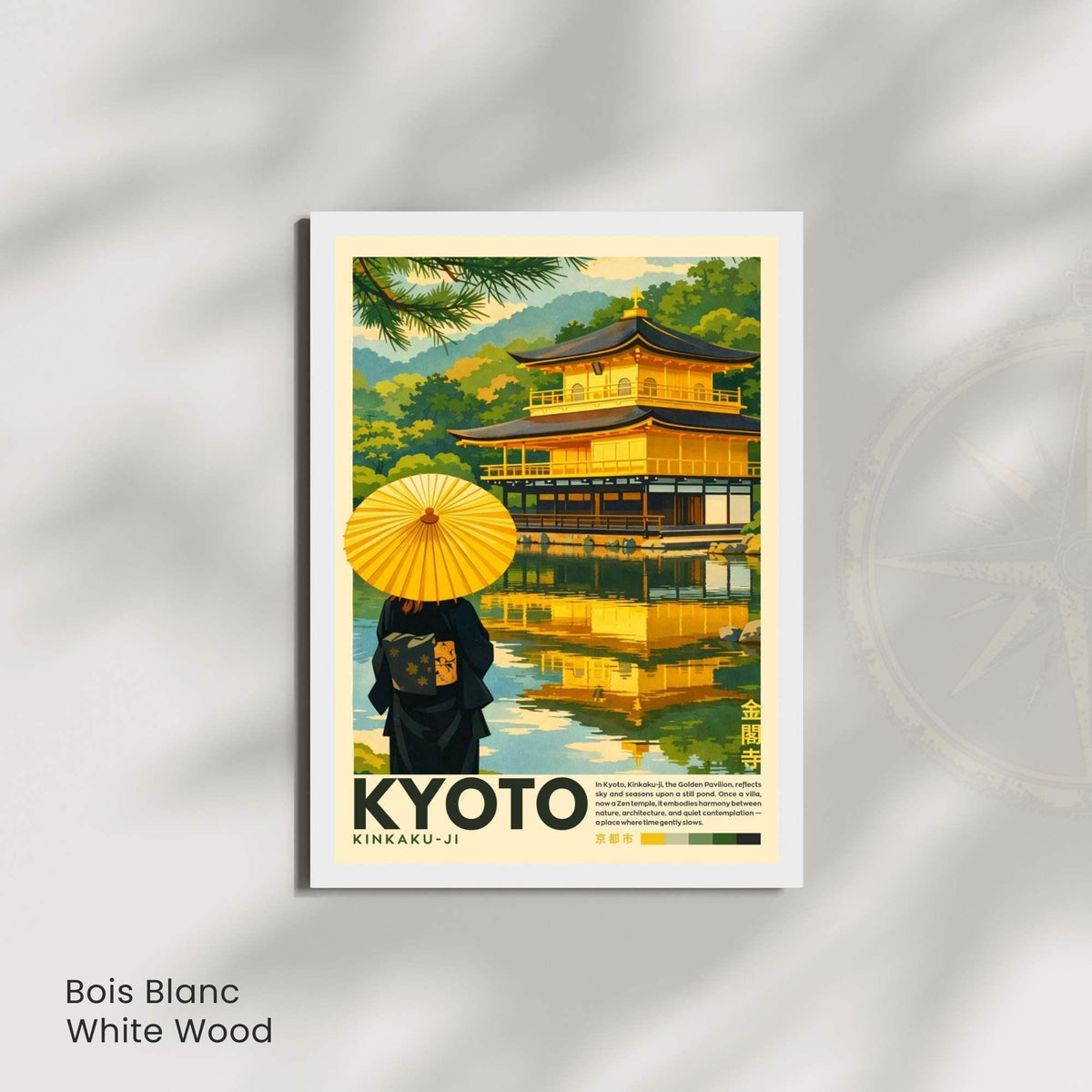 Affiche Kyoto Kinkaku-ji, Golden Pavilion Japon, poster vintage temple japonais