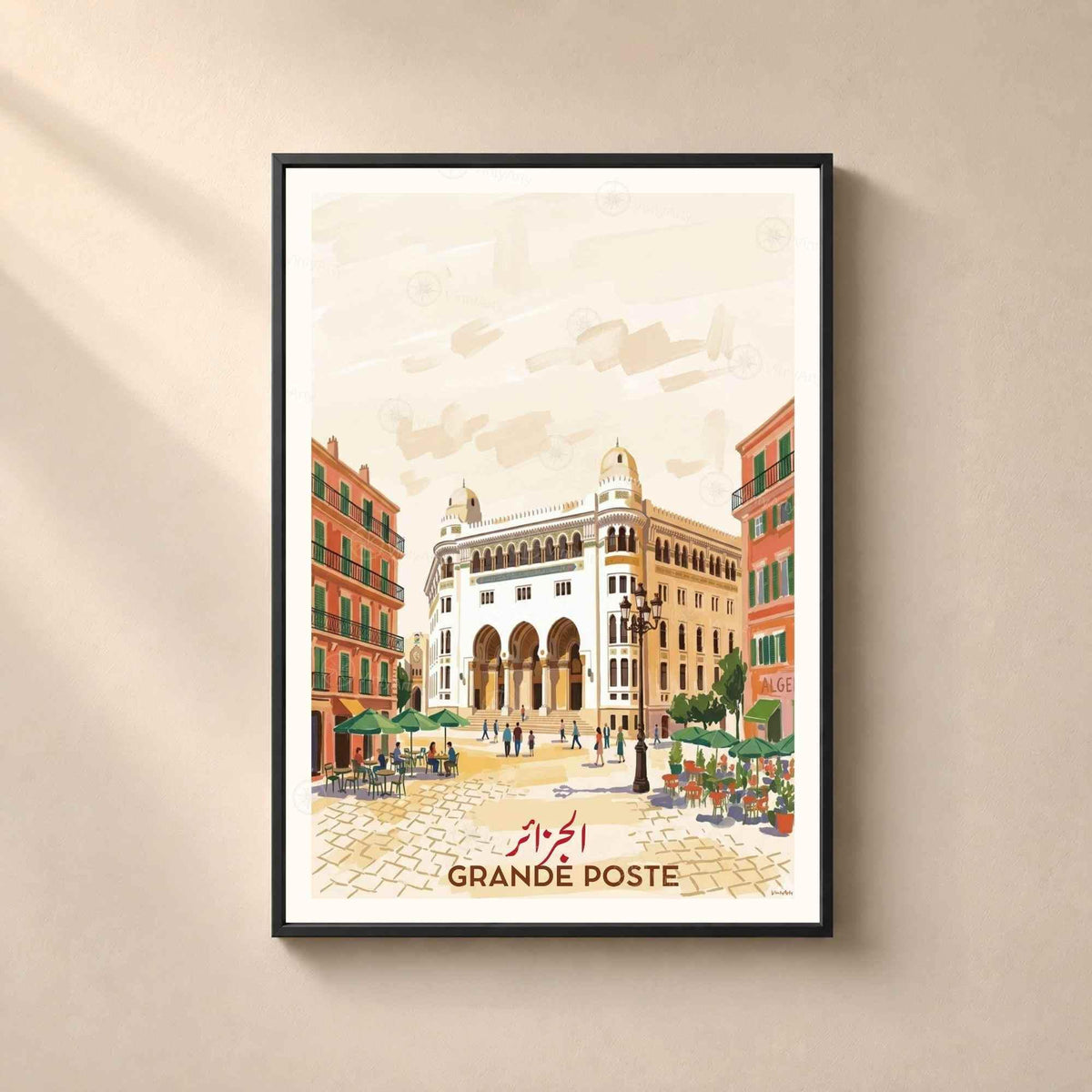 Affiche Grande Poste Alger, poster voyage Algérie architecture néo-mauresque