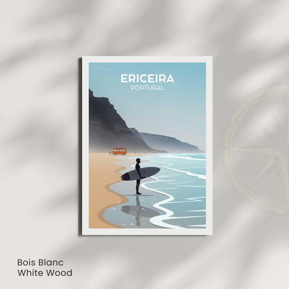Affiche Ericeira Portugal, poster voyage surf plage minimaliste