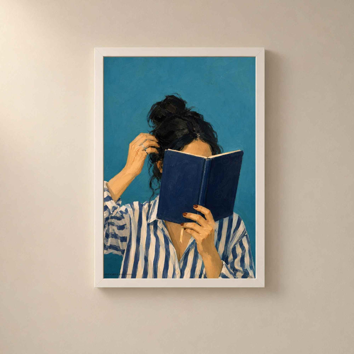 Affiche femme lisant un livre, peinture contemporaine pour coin lecture, Collection Quiet Rituals