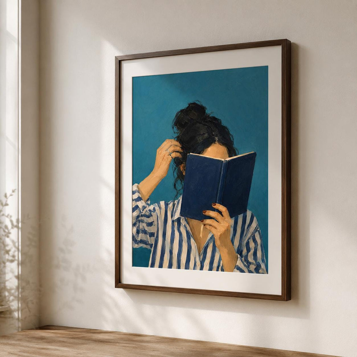 Affiche femme lisant un livre, peinture contemporaine pour coin lecture, Collection Quiet Rituals