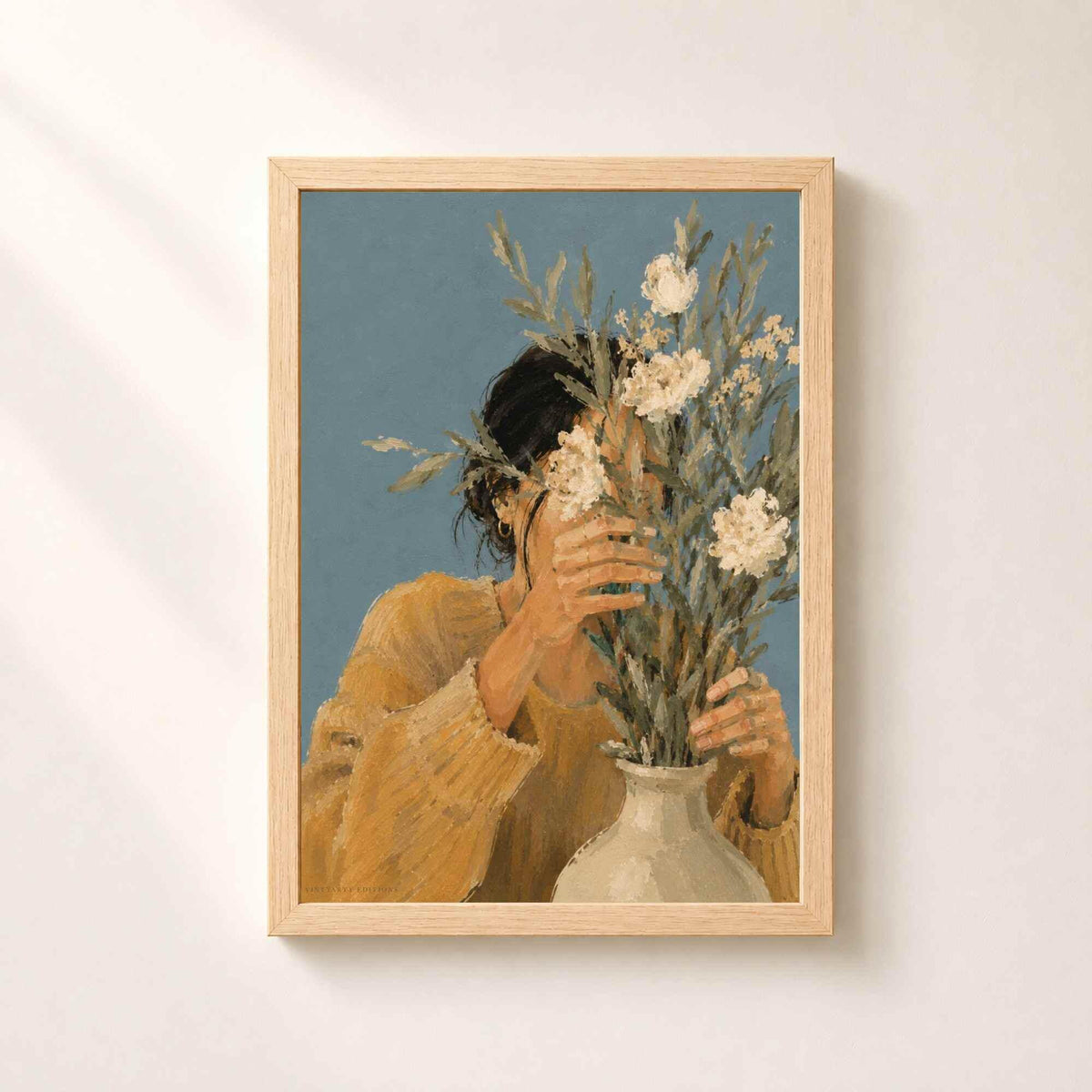 Affiche Femme aux Fleurs Sauvages, Illustration Florale Contemporaine, Décoration Murale Minimaliste, Collection Quiet Rituals