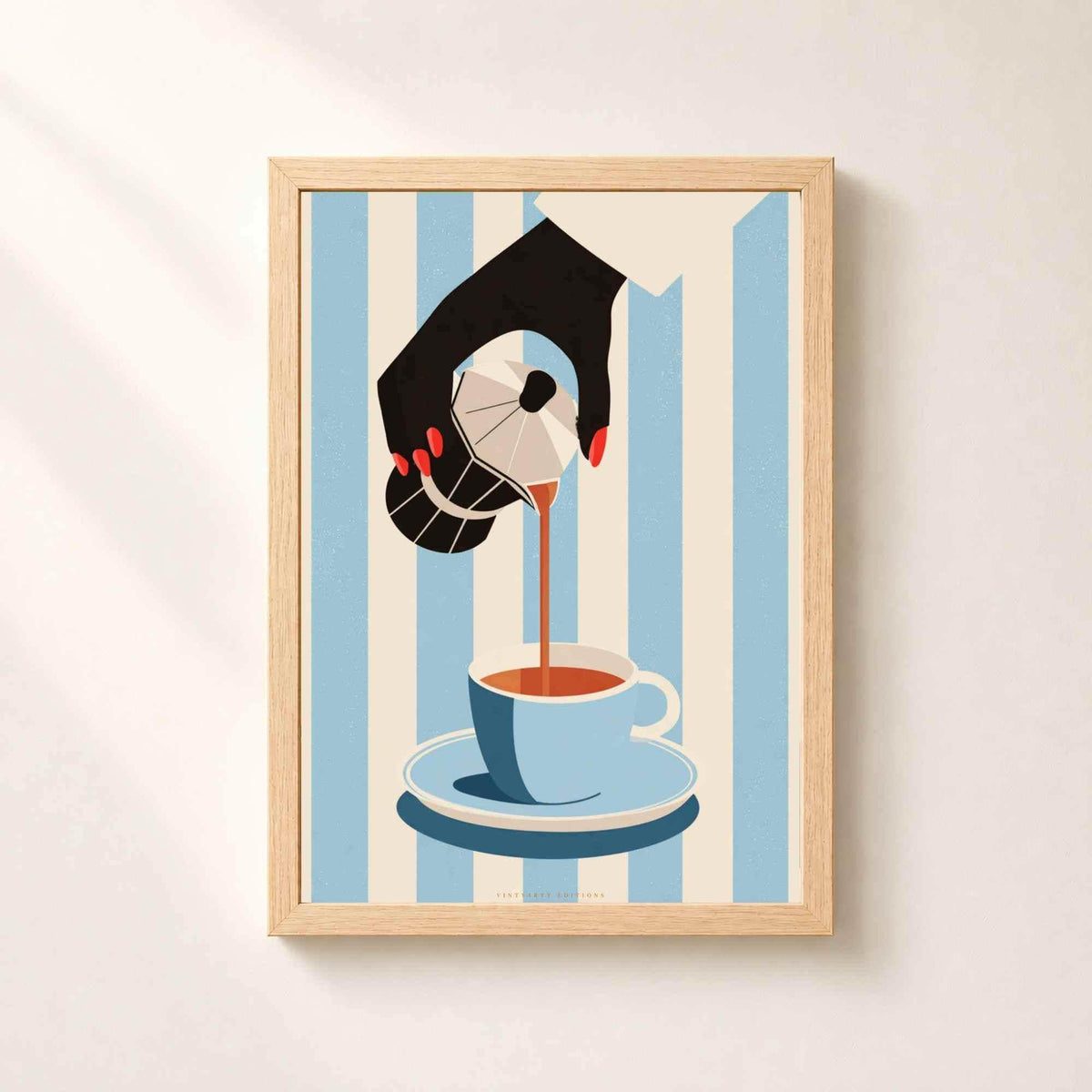 Affiche café cafetière moka, art mural cuisine rétro, illustration coin café élégante