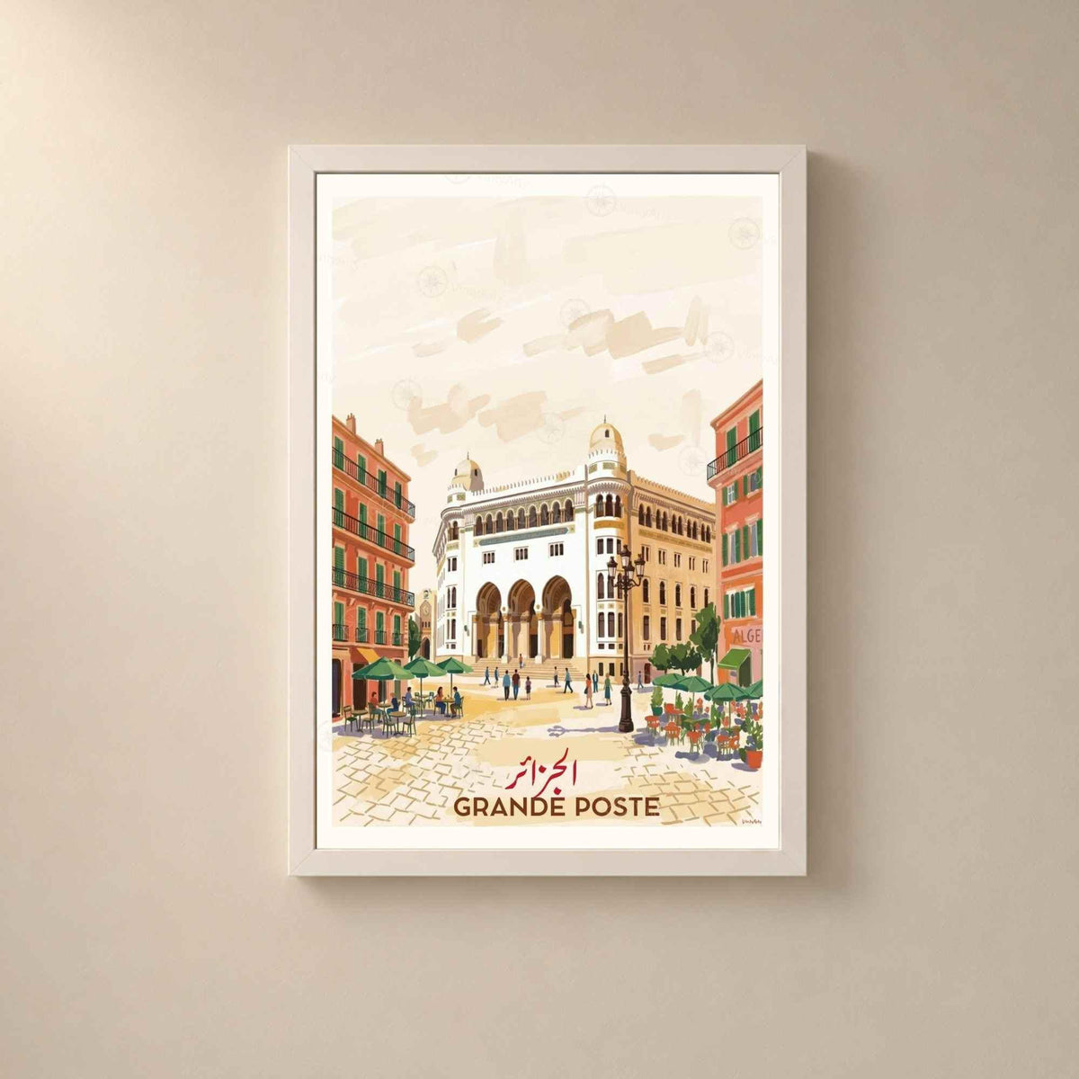 Affiche Grande Poste Alger, poster voyage Algérie architecture néo-mauresque