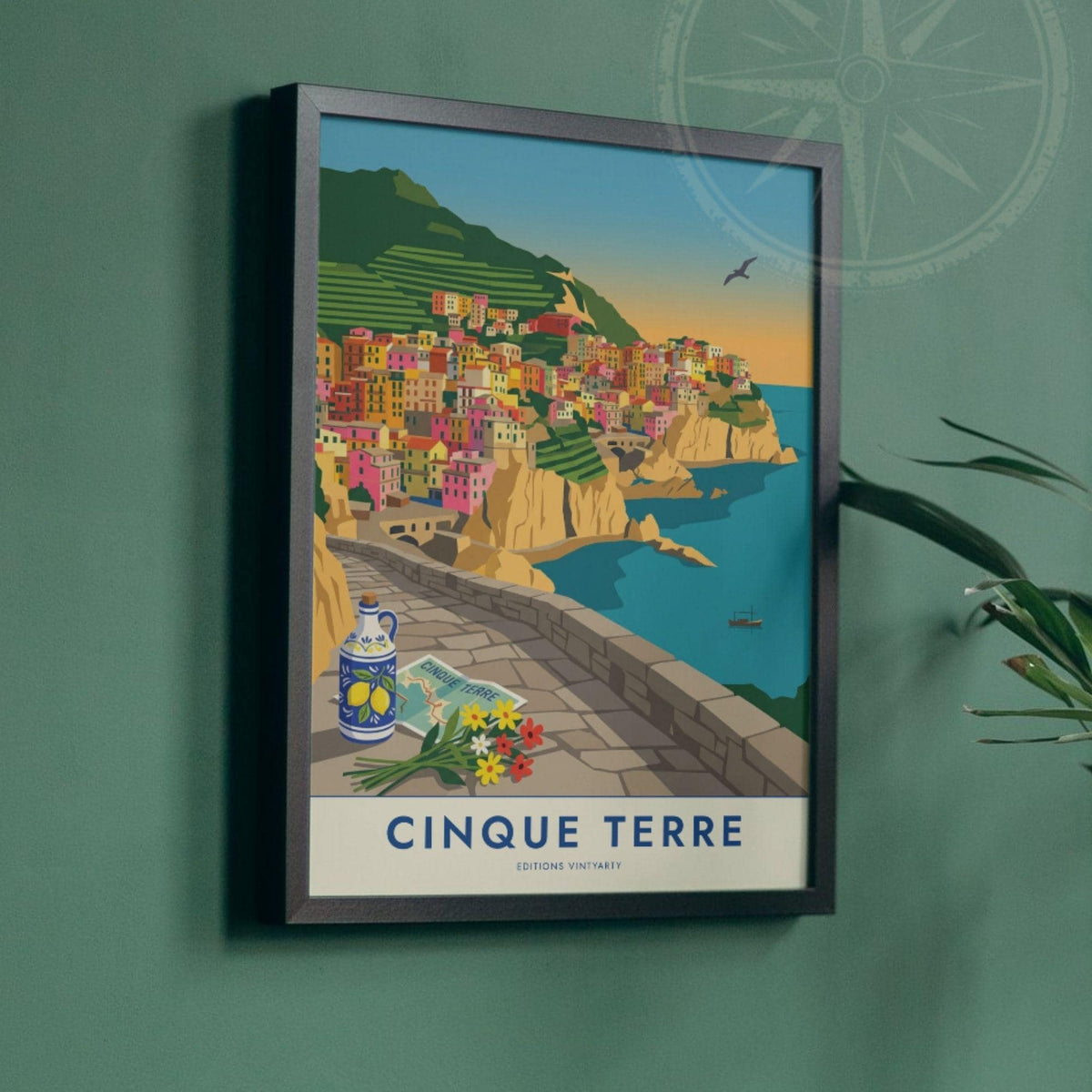 Affiche Cinque Terre Manarola Italie, poster village coloré Ligurie, art mural bord de mer