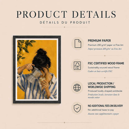 Femme préparant un café italien, peinture à l'huile contemporaine | Collection Quiet Rituals