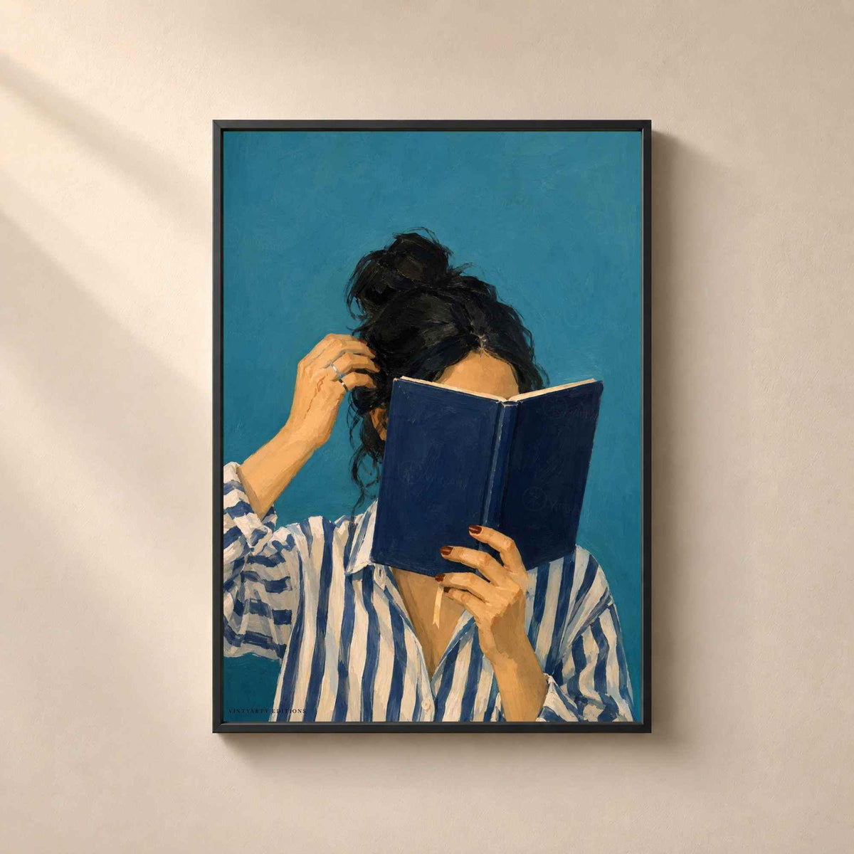 Affiche femme lisant un livre, peinture contemporaine pour coin lecture, Collection Quiet Rituals