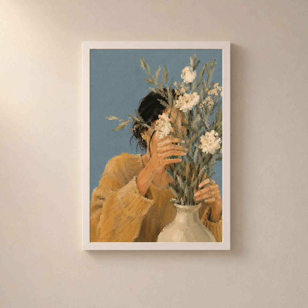 Affiche Femme aux Fleurs Sauvages, Illustration Florale Contemporaine, Décoration Murale Minimaliste, Collection Quiet Rituals