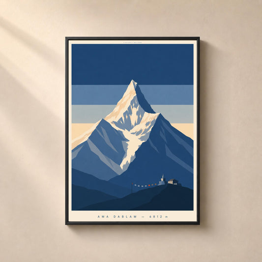 Affiche Ama Dablam Népal, affiche montagne Himalaya, sommet 6812 m