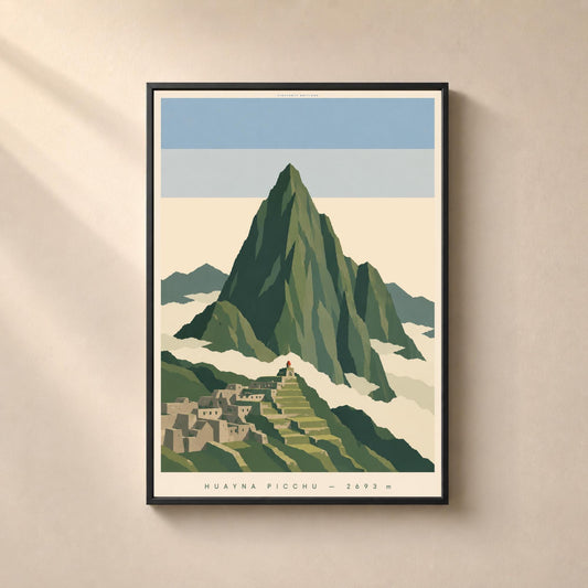 Affiche Huayna Picchu 2693 m, Machu Picchu, Pérou, affiche montagne vintage