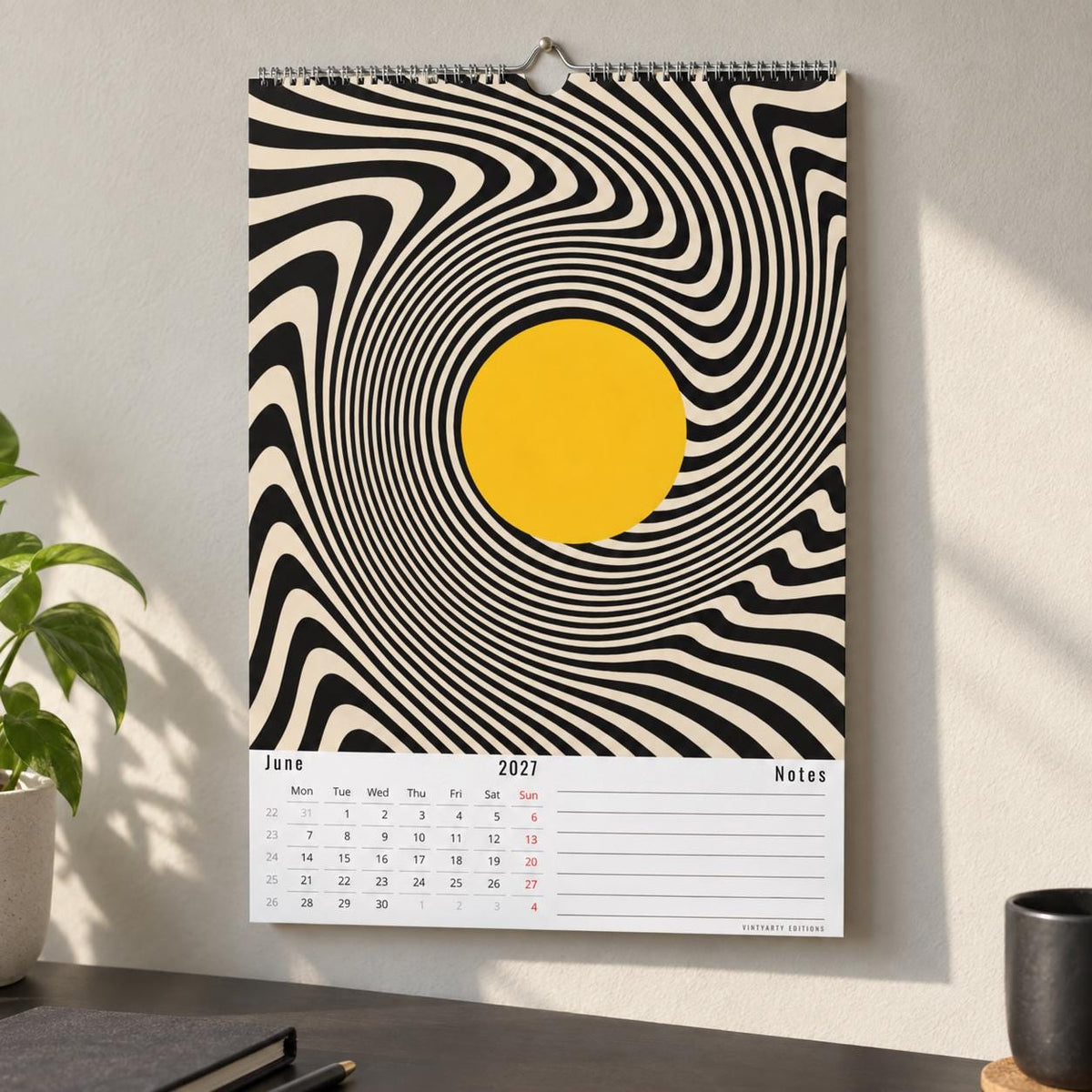 Calendrier mural 2027 Bauhaus & Op Art – 12 affiches d'art à encadrer, papier premium, cadeau design