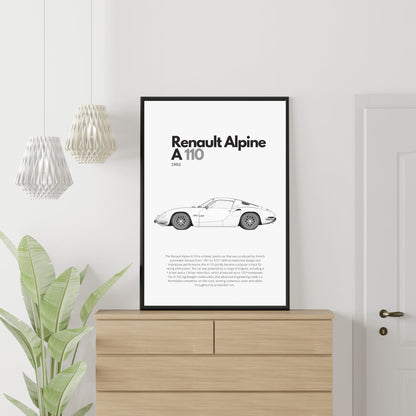 Affiche Renault Alpine A110 | Art mural | Affiche voiture vintage | Affiche noir et blanc