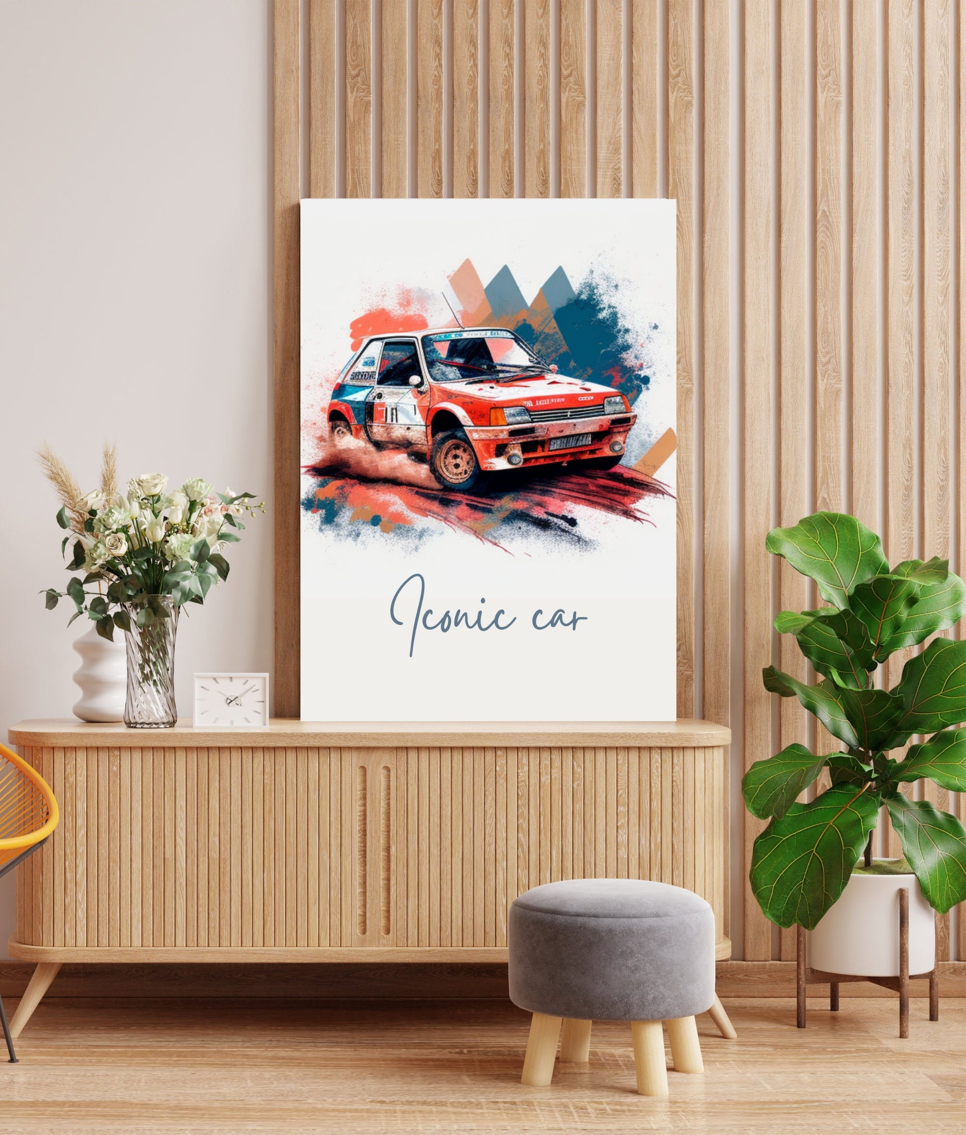 Affiche Peugeot 205 Sport | Art mural | Affiche voiture vintage | Affiche Rallye