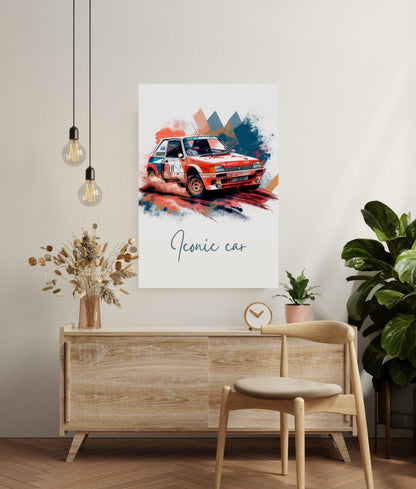 Affiche Peugeot 205 Sport | Art mural | Affiche voiture vintage | Affiche Rallye