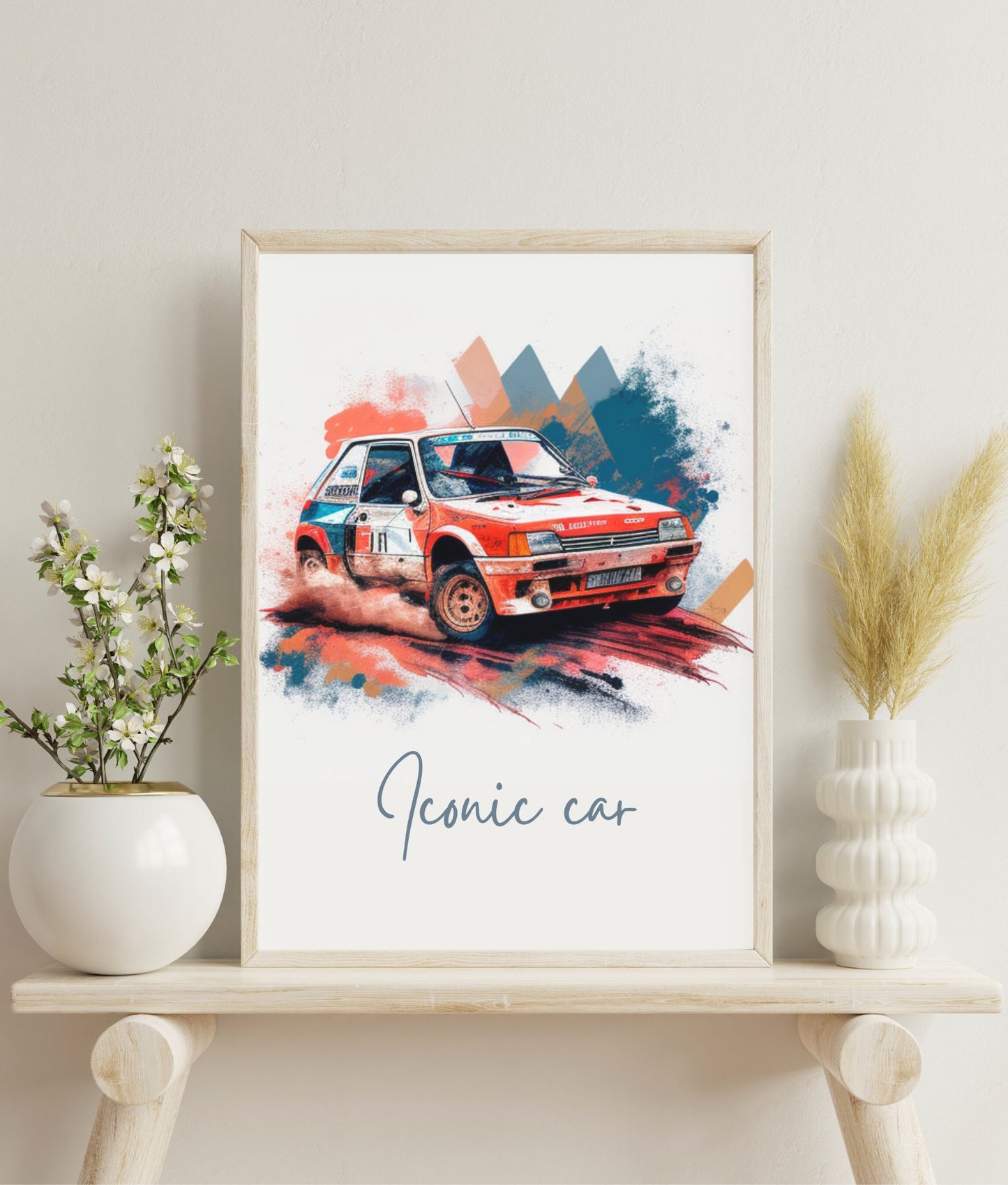 Affiche Peugeot 205 Sport | Art mural | Affiche voiture vintage | Affiche Rallye