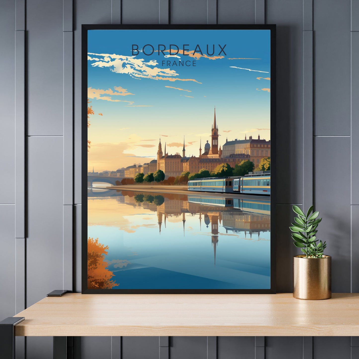 Bordeaux poster, Bordeaux travel printing, France poster, Bordeaux travel poster, La Garonne