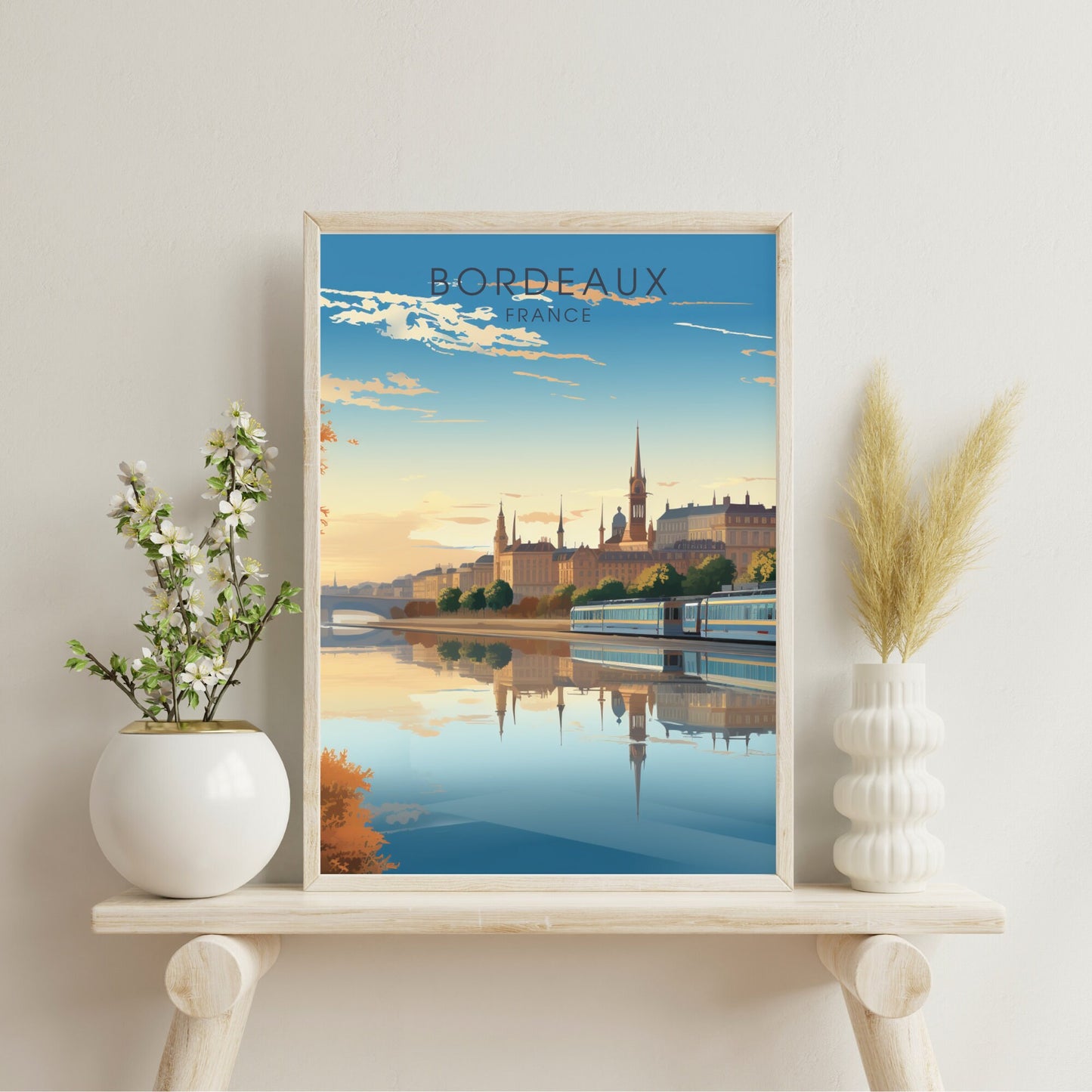 Bordeaux poster, Bordeaux travel printing, France poster, Bordeaux travel poster, La Garonne