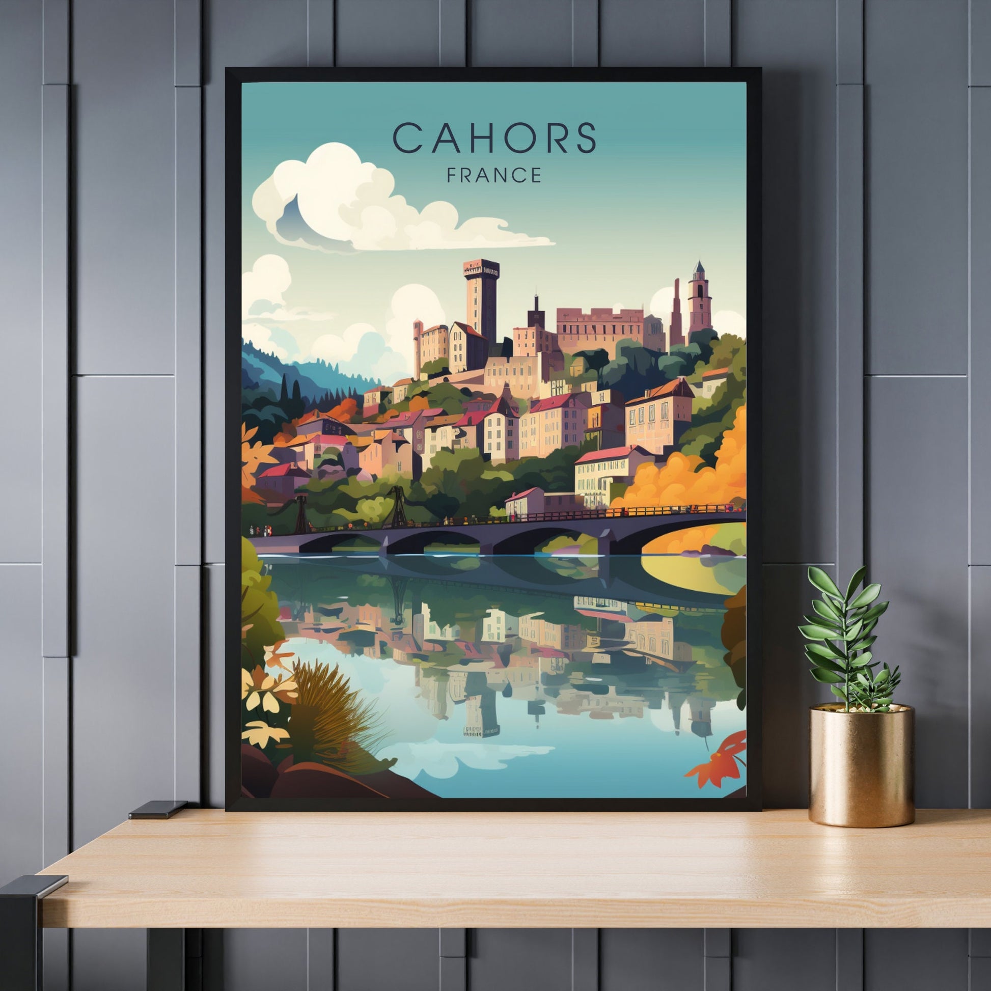 Cahors Poster, Cahors Travel Printing, France Poster, Cahors Travel Poster