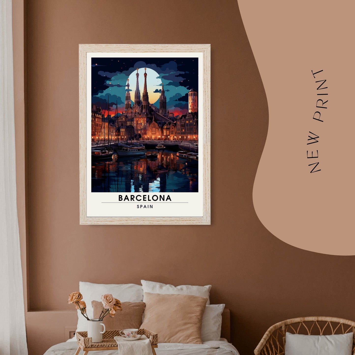 Impression Barcelone | Poster Barcelone la nuit, Espagne