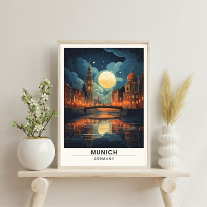 Impression Munich | Voyage nocturne à Munich, Allemagne | Poster Allemagne