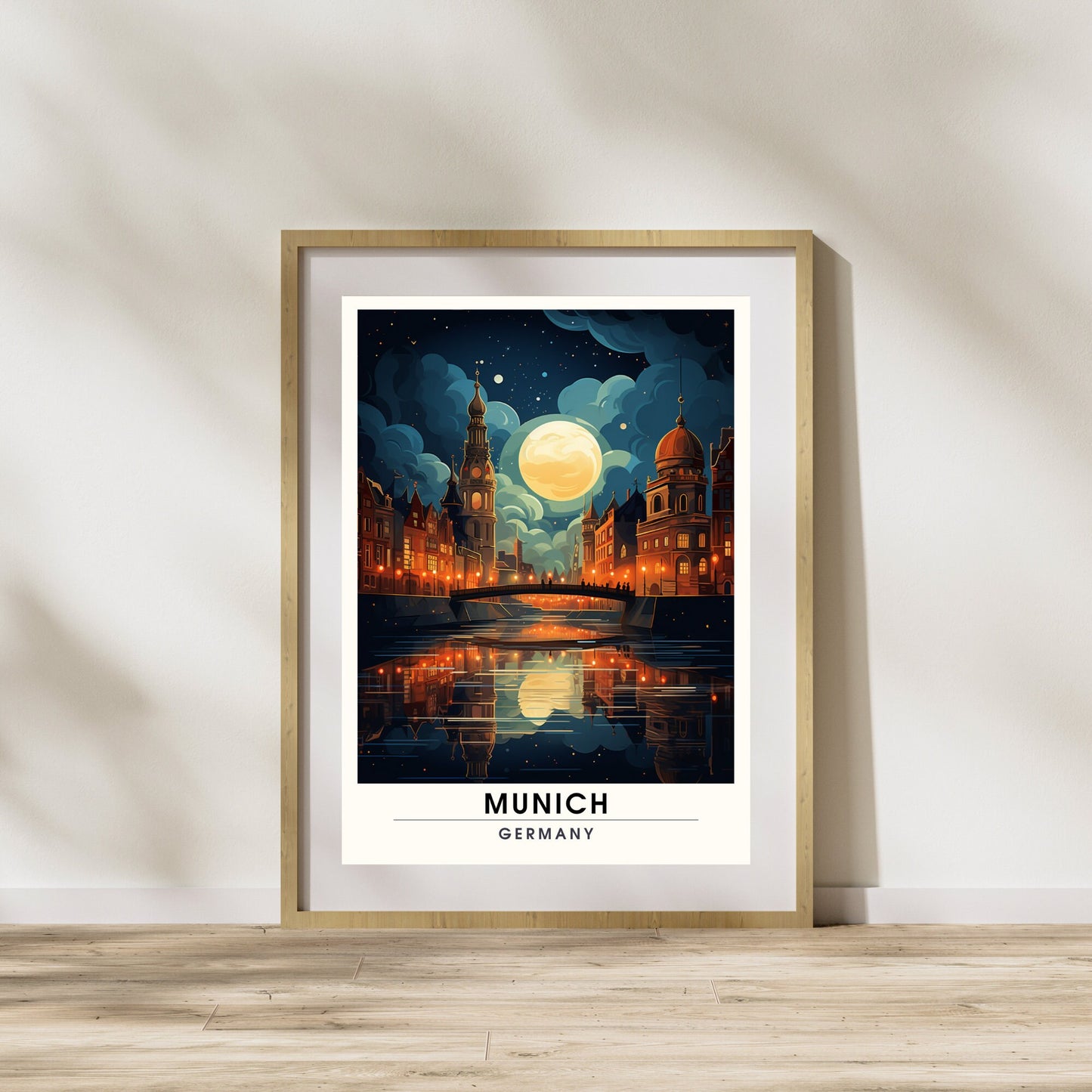 Impression Munich | Voyage nocturne à Munich, Allemagne | Poster Allemagne