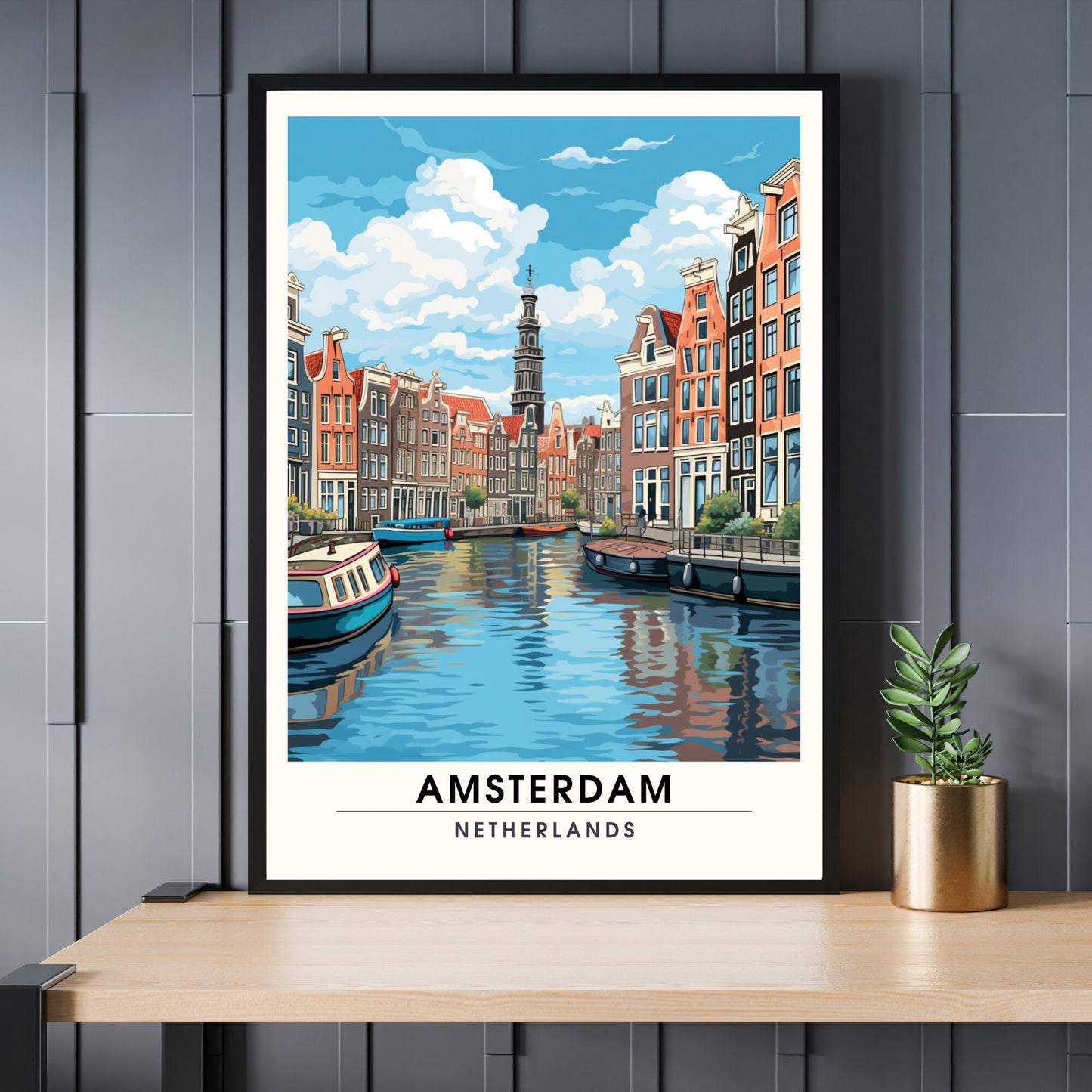 Impression Amsterdam | Poster de voyage Amsterdam | Poster Pays Bas