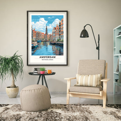 Impression Amsterdam | Poster de voyage Amsterdam | Poster Pays Bas