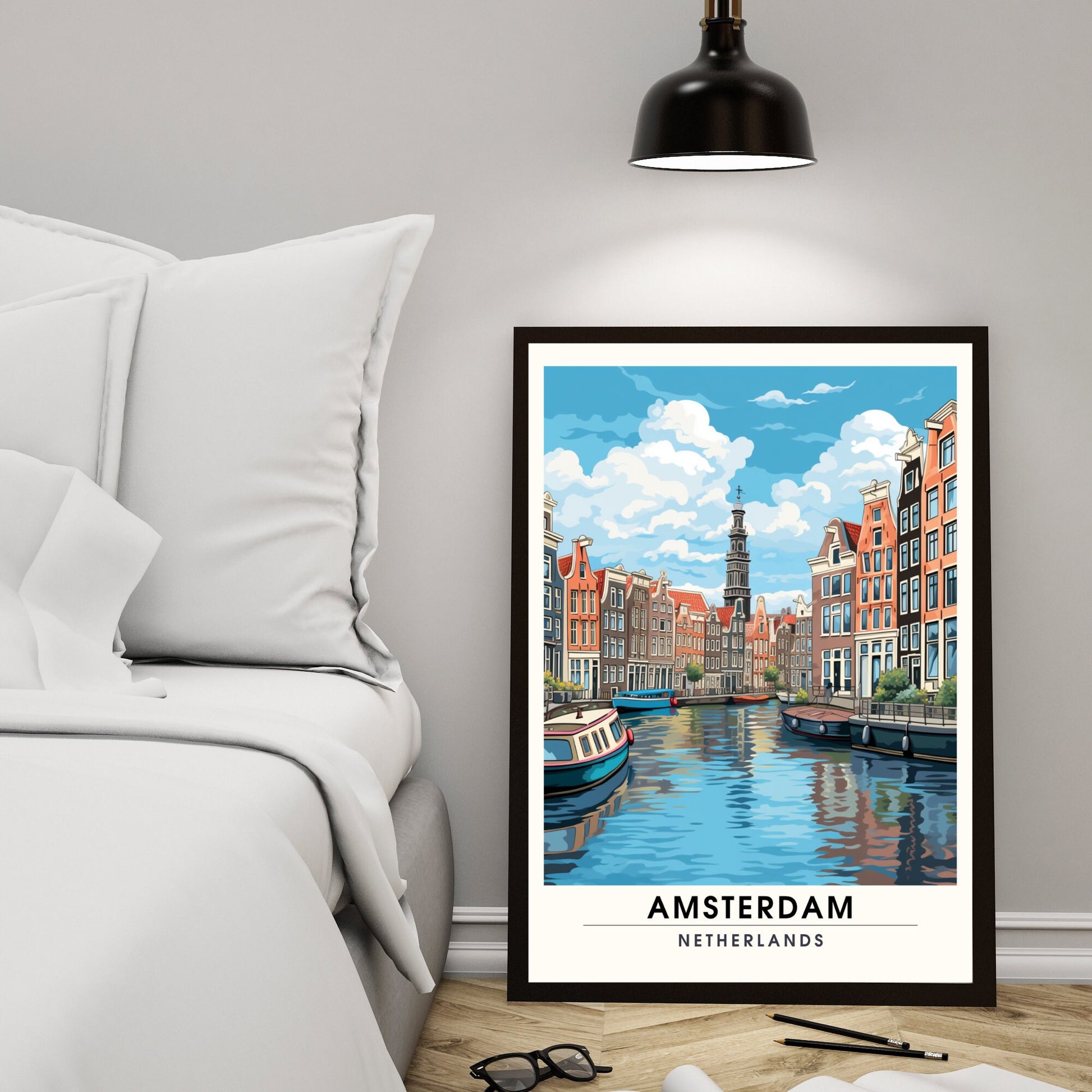 Impression Amsterdam | Poster de voyage Amsterdam | Poster Pays Bas