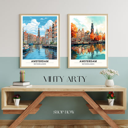 Impression Amsterdam | Poster de voyage Amsterdam | Un automne à Amsterdam