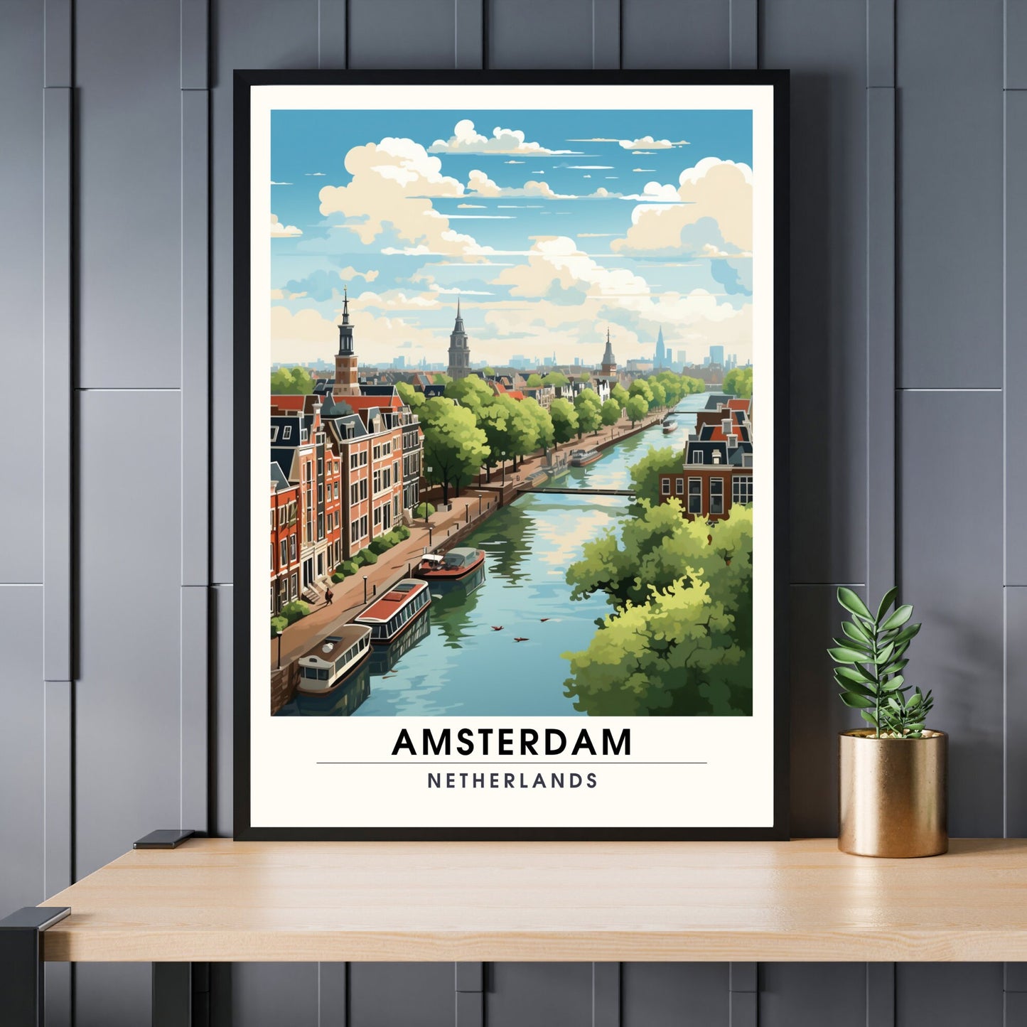 Impression Amsterdam | Poster de voyage Amsterdam | Amsterdam vue de ciel