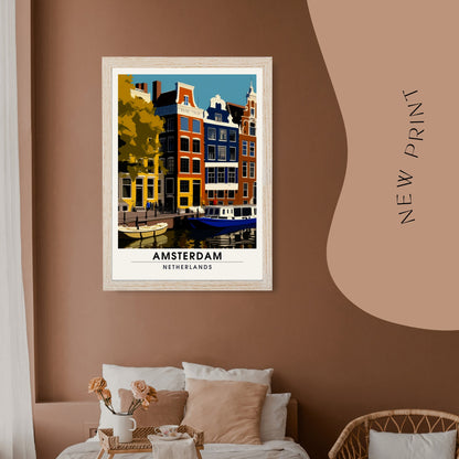 Impression Amsterdam | Poster de voyage Amsterdam | Art d'Amsterdam