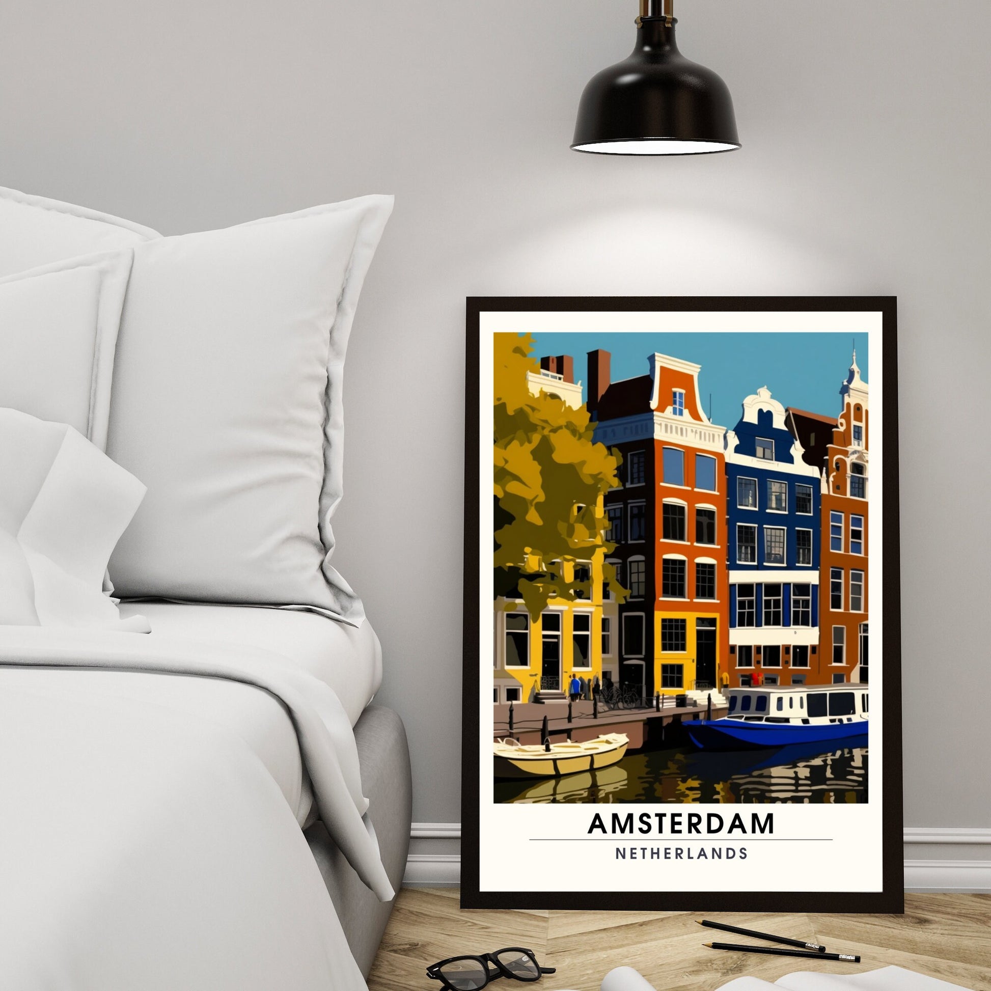 Impression Amsterdam | Poster de voyage Amsterdam | Art d'Amsterdam