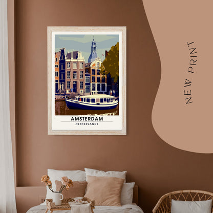 Impression Amsterdam | Poster de voyage Amsterdam | Vintage Amsterdam