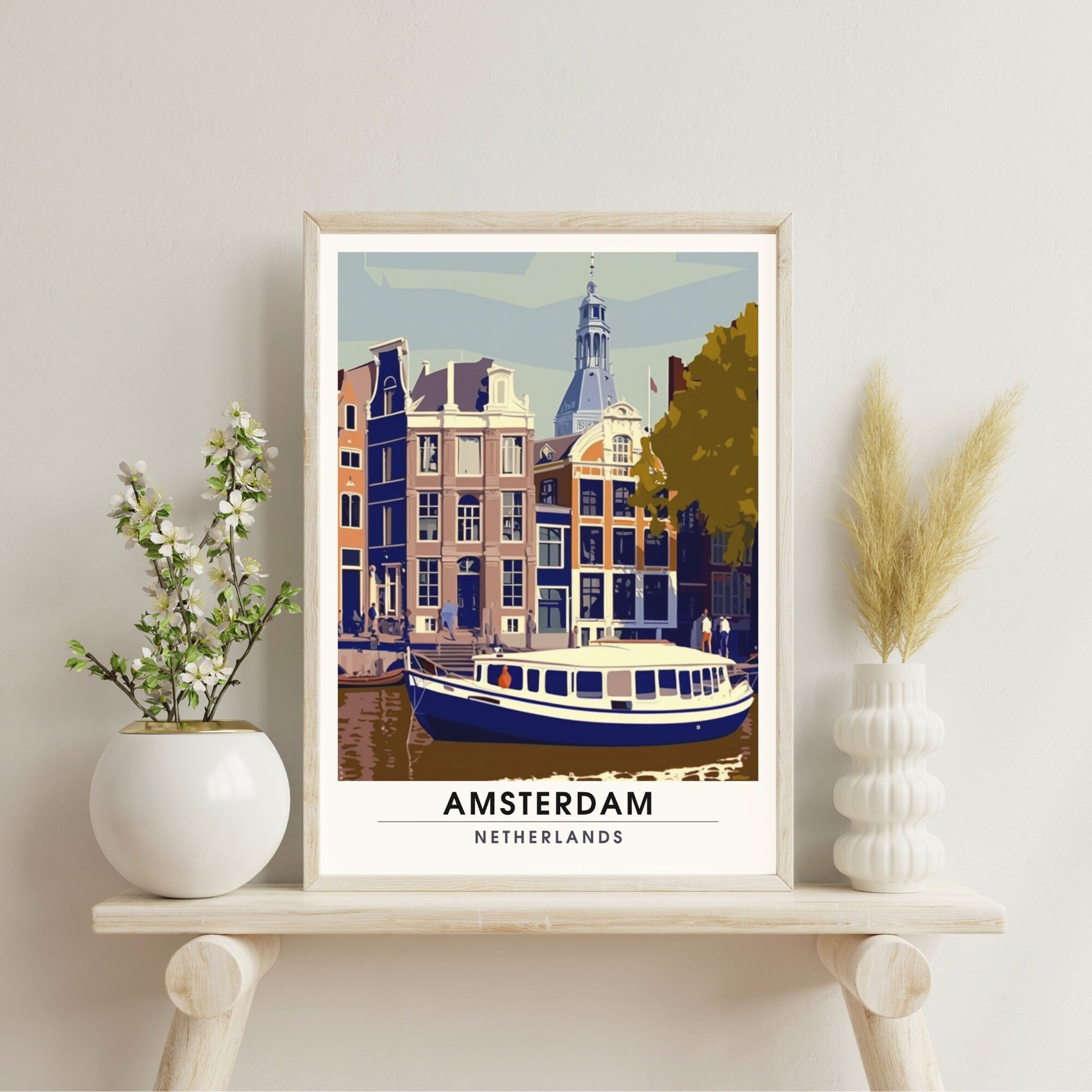 Impression Amsterdam | Poster de voyage Amsterdam | Vintage Amsterdam