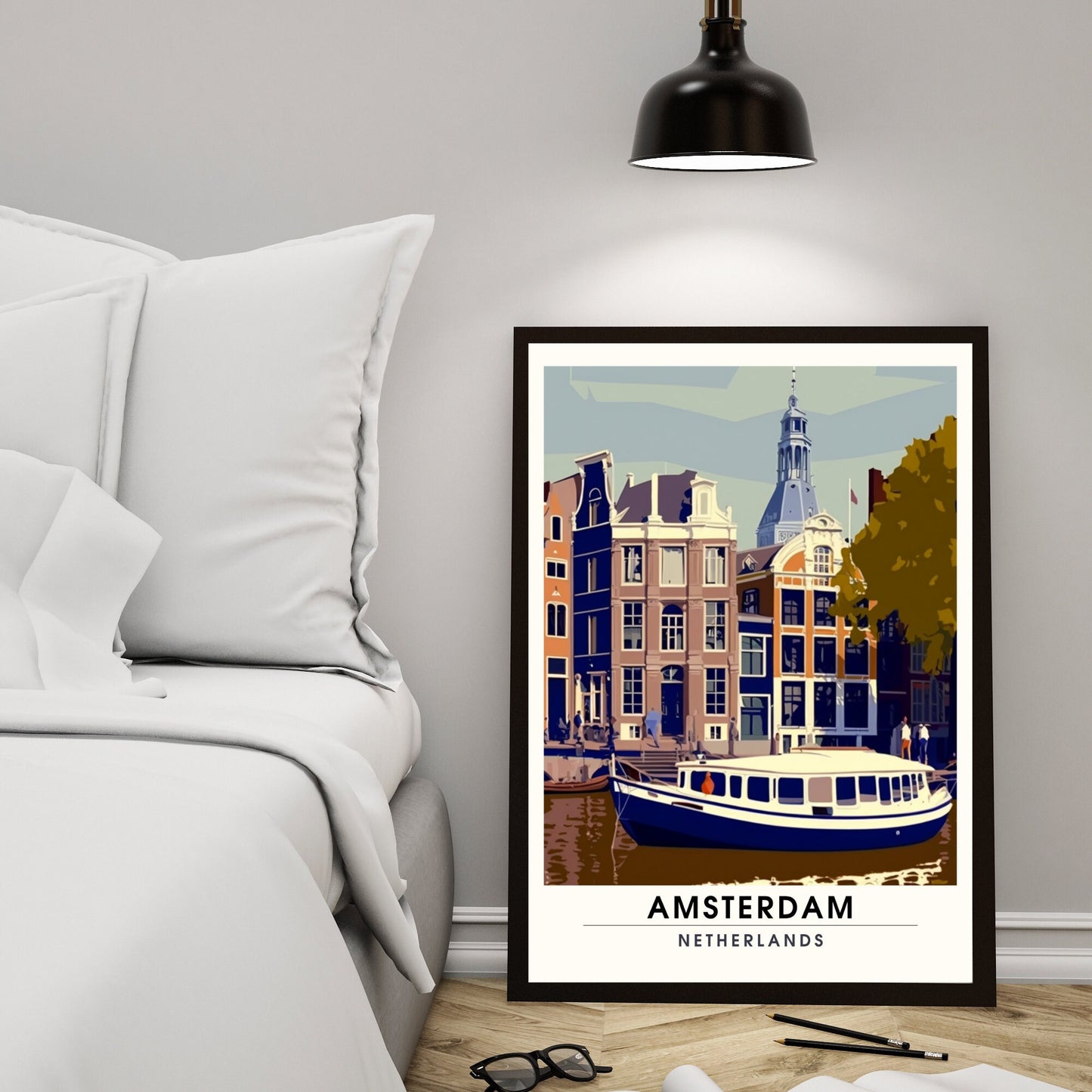 Impression Amsterdam | Poster de voyage Amsterdam | Vintage Amsterdam