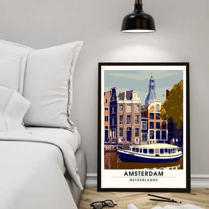 Impression Amsterdam | Poster de voyage Amsterdam | Vintage Amsterdam