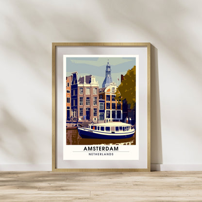 Impression Amsterdam | Poster de voyage Amsterdam | Vintage Amsterdam