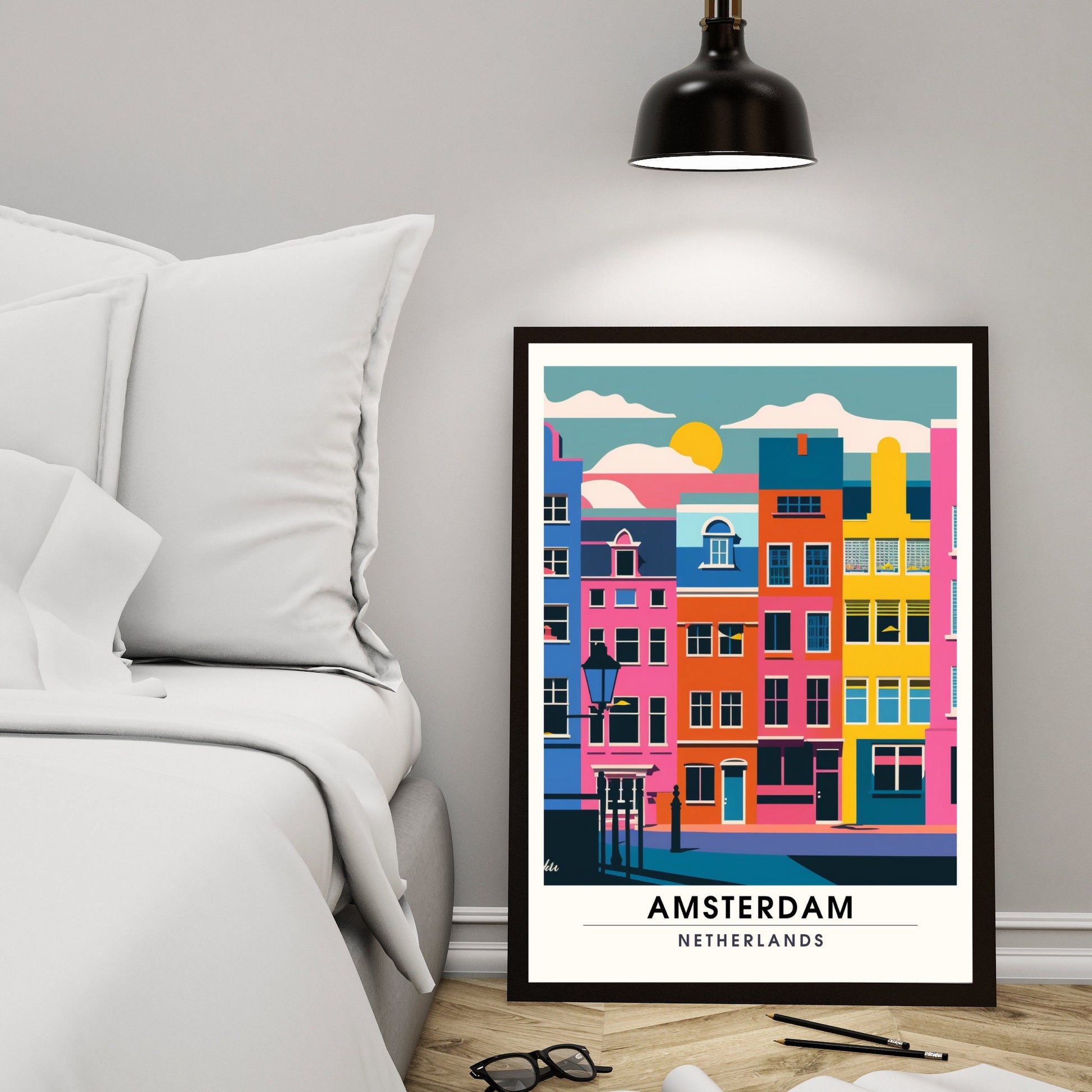 Impression Amsterdam | Poster de voyage Amsterdam | Amsterdam tout en couleurs