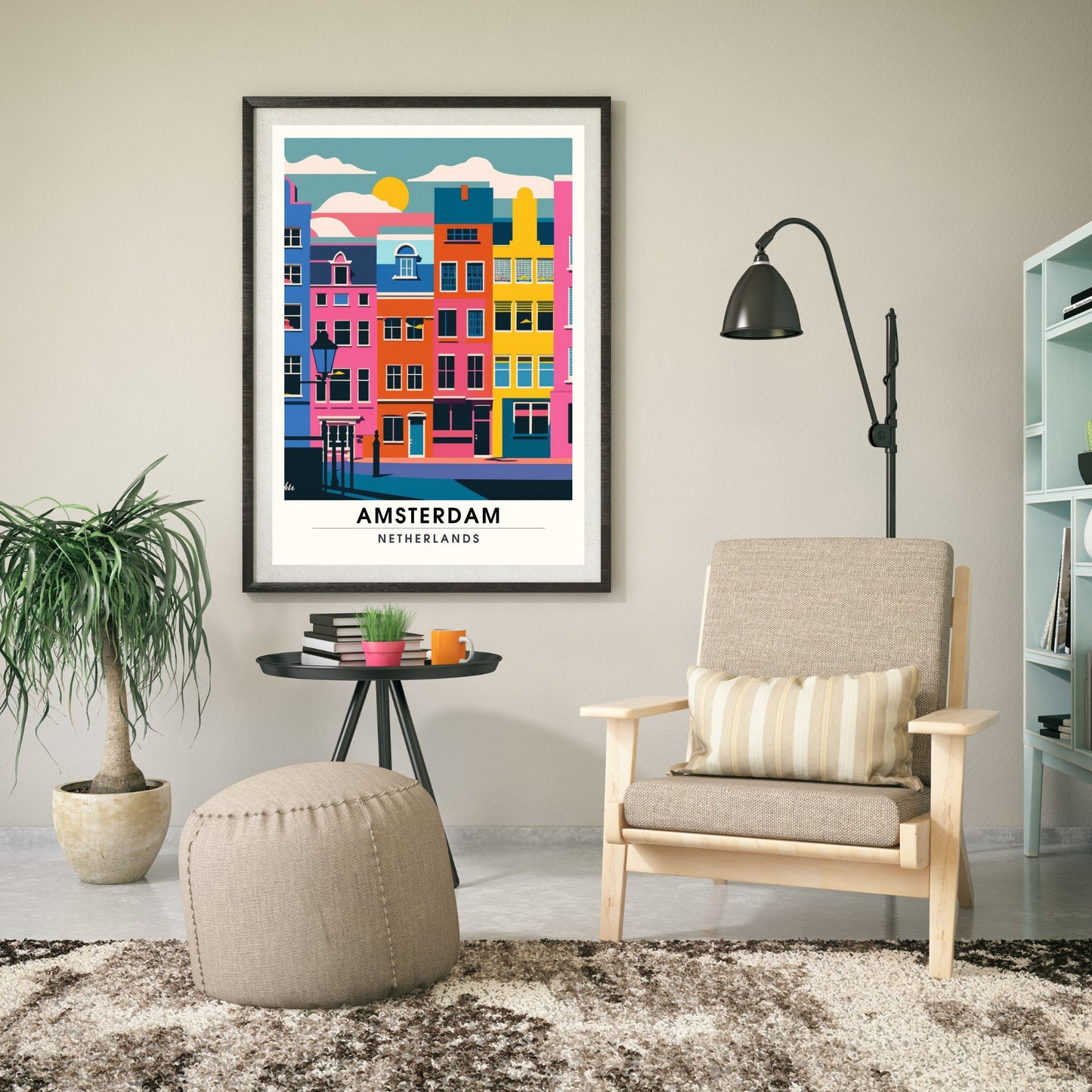 Impression Amsterdam | Poster de voyage Amsterdam | Amsterdam tout en couleurs